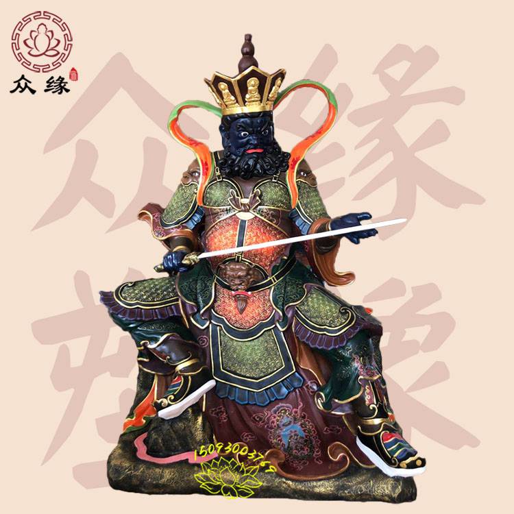 极彩古彩魔家四将铜铸佛像 护世四***木雕佛像 李靖哪吒雕像