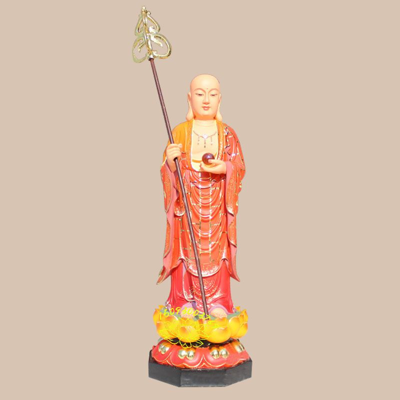 极彩玻璃钢佛像 加背光地藏菩萨佛像 敦煌彩地藏王佛像批发 众缘品牌佛像