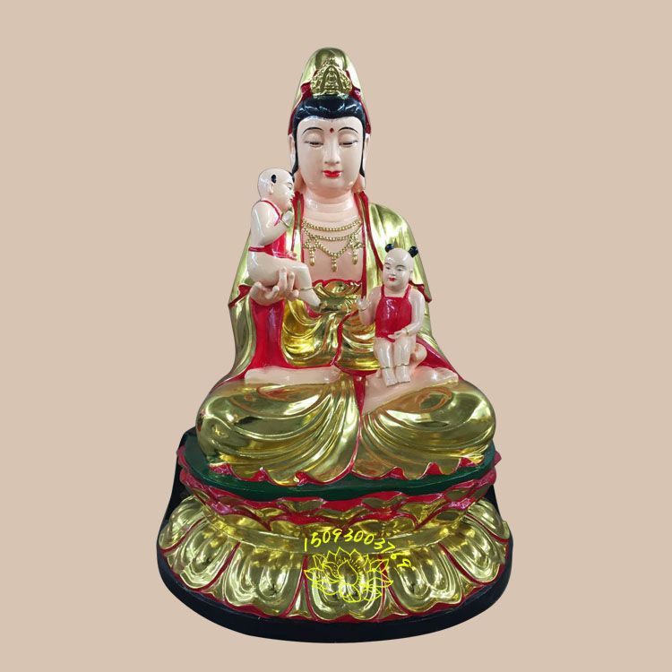 河南众缘神像 送子观音佛像 观世音菩萨 善财龙女 观音图片塑钢佛像