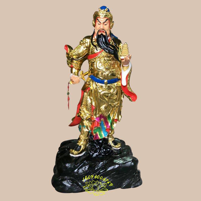 太白金星神像贴金 托塔***李靖 河南大型手工佛像厂供应