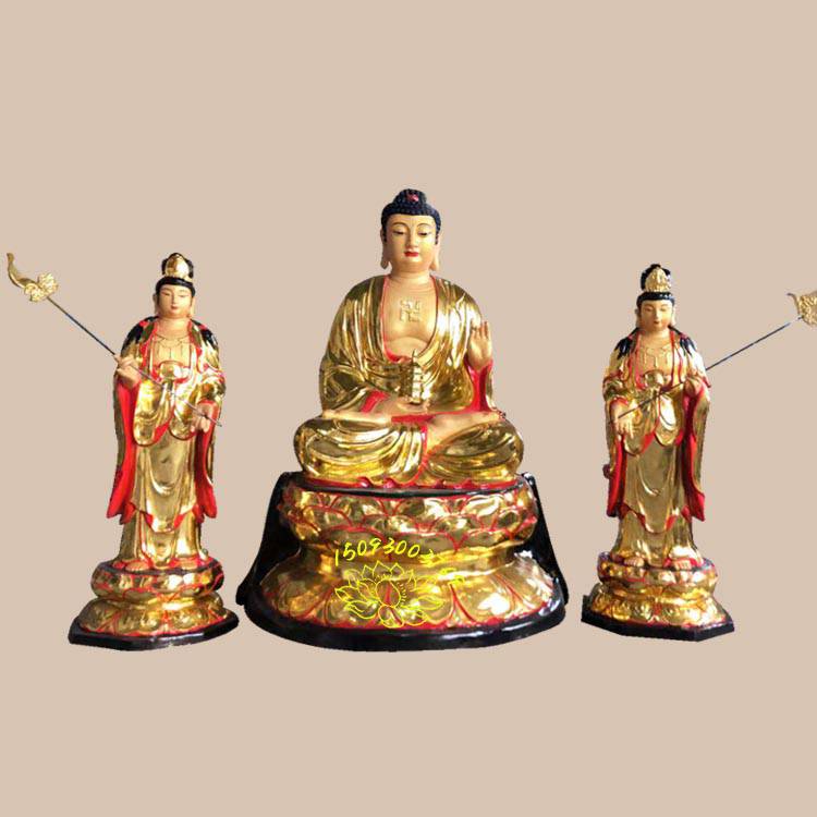 药师佛像高清大图 日光菩萨神像 月光菩萨彩绘佛像 药师三尊佛像厂家