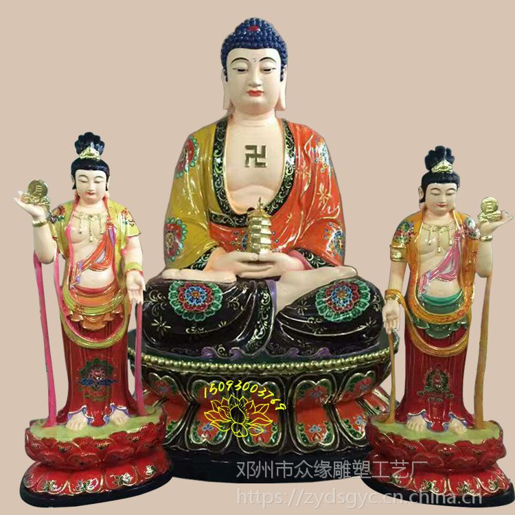 镀金手工制作佛像 东方三圣 大型寺庙如来佛祖佛像 日光月光菩萨佛像