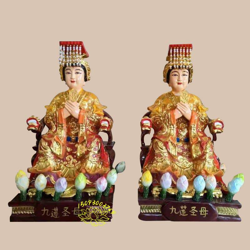 河南九莲圣母佛像雕塑生产厂家 九子娘娘细节神像 九龙圣母塑像
