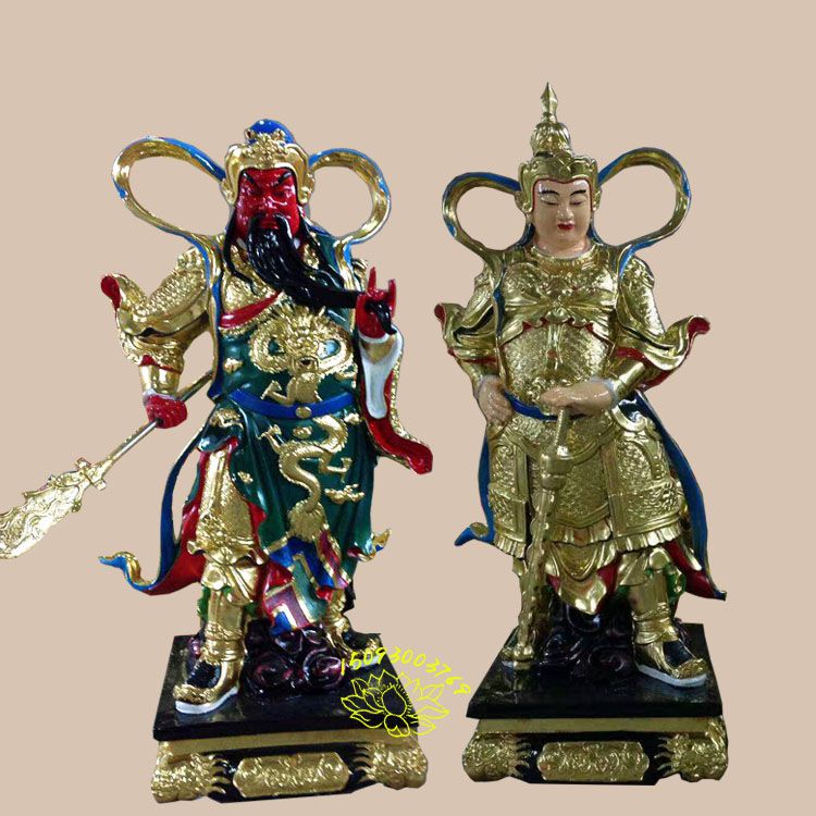 河南众缘生产大雄宝殿佛像护法 韦陀菩萨神像 伽蓝菩萨 观音护法伽蓝韦驮佛像