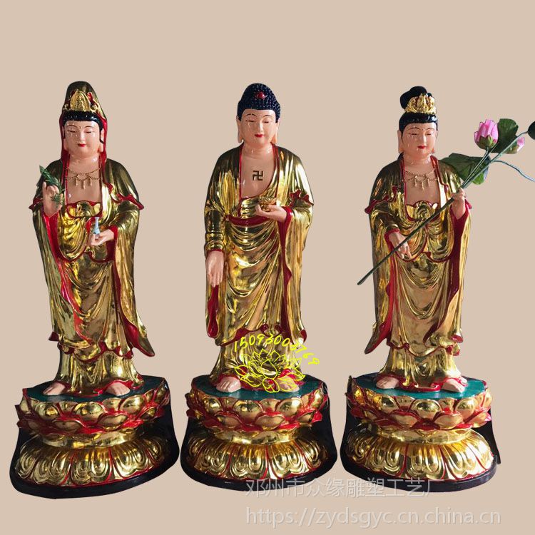 树脂彩绘 神像 西方三圣 妈祖神像
