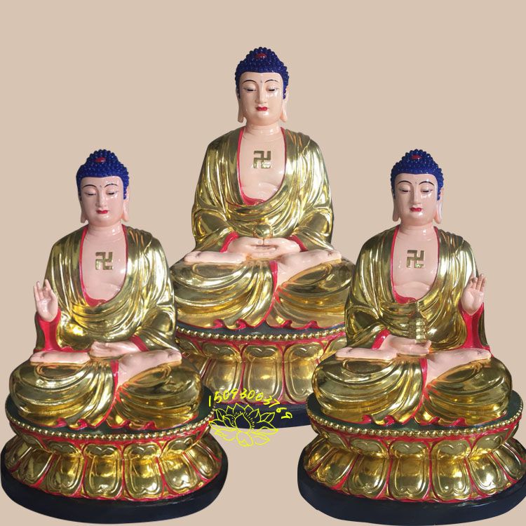 佛像***三世佛神像 三宝佛神像批发 贴金三世佛神像