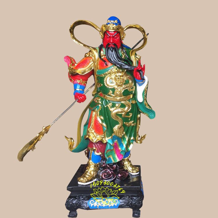 彩绘关二爷神像 寺庙佛像 河南邓州关公神像厂 定制持刀关公神像