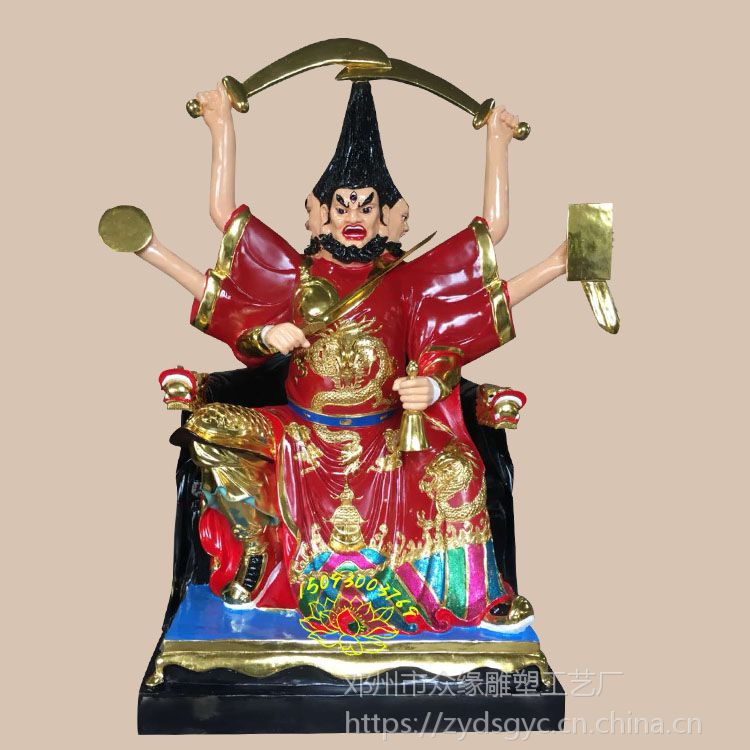 *** 横三世佛神像 泰国的佛像 彩绘贴金骑马俑