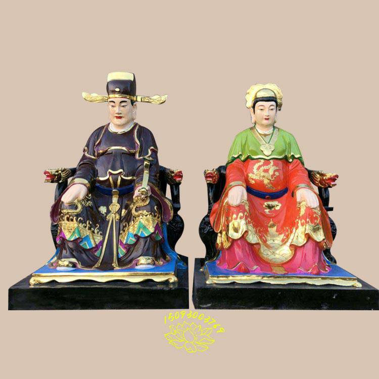 城隍爷城隍夫人神像 树脂合成雕塑厂家供应 丰都大帝神像雕塑
