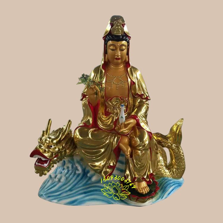 河南鳌鱼观音佛像 真金极彩佛像 琉璃观音菩萨像 手工佛像批发市场