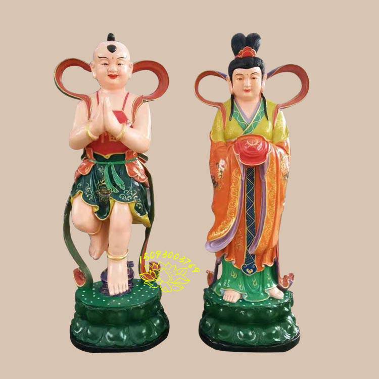 观音菩萨座下弟子善财龙女神像批发金童玉女树脂彩绘佛像