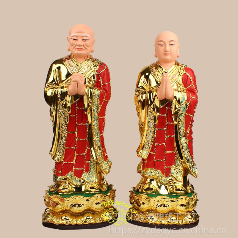 湖北树脂厂家 站像阿难迦叶 阿难尊者佛像贴金 彩绘各种铜雕塑神像