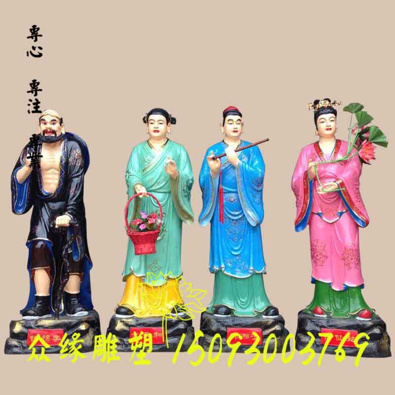 众缘工艺***八仙全套神像 八仙塑像 蓝采和 铁拐李佛像 纯手工雕刻佛像