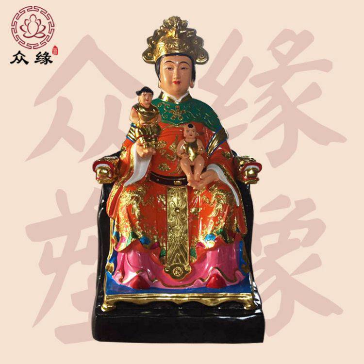 贴金送子观音神像 送子娘娘雕像 玻璃钢三霄娘娘佛像 手工雕像