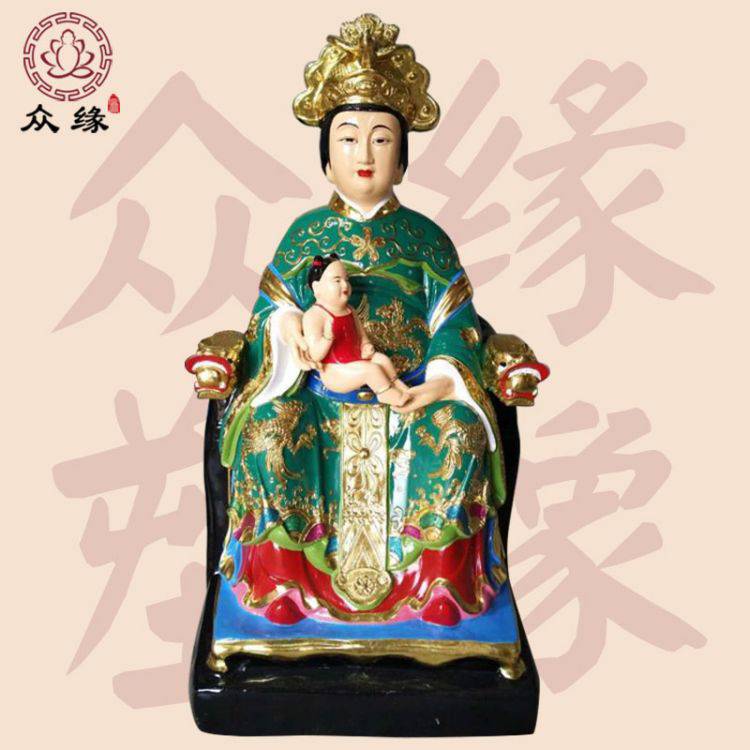 家用送子娘娘神像 送子观音娘娘佛像 灰仙神像 手工雕刻小法像