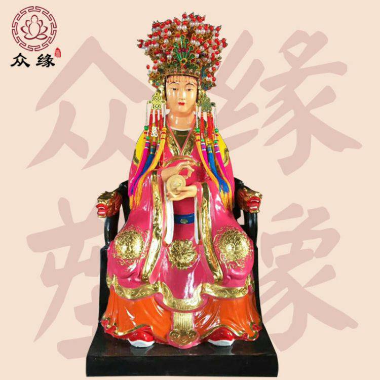 极彩送子奶奶 雕像三霄娘娘神像 彩绘注生娘娘铜像 来图雕刻