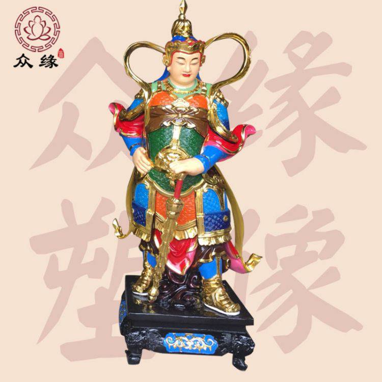 新品石雕韦陀佛像 护法菩萨铜铸 韦陀将军极彩雕像 庙门口韦陀像