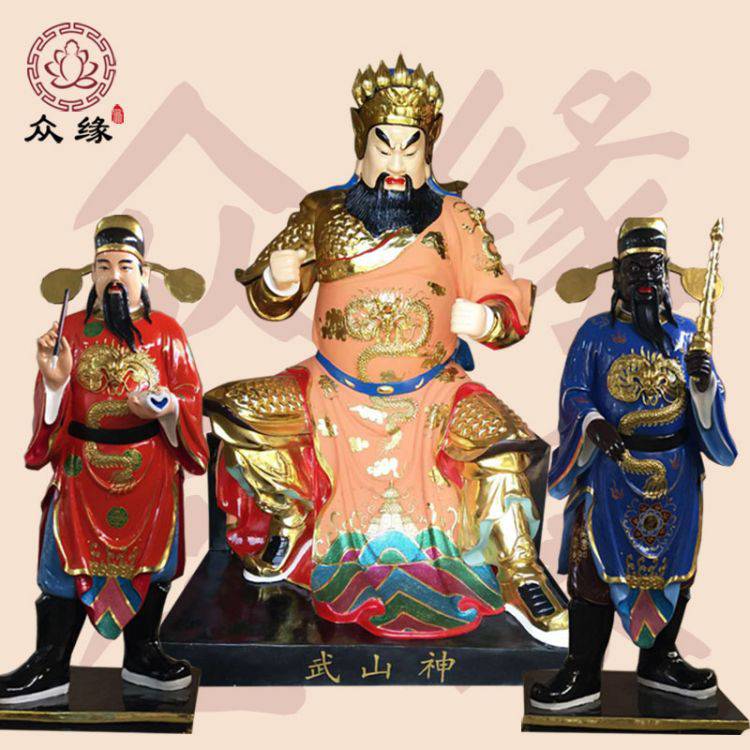 石雕山神庙神像定制 乡村敬奉土地公土地婆石神 山神菩萨彩像