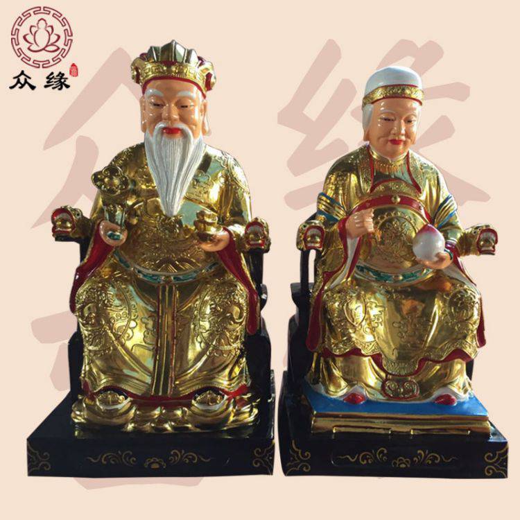 土地爷土地奶石雕摆件 山神菩萨 土地公公土地婆婆神像批发