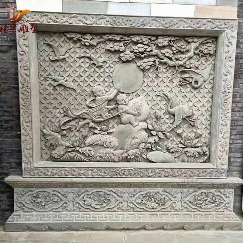 大理石浮雕壁画 勤缘石业汉白玉青石九龙壁 花岗岩照壁