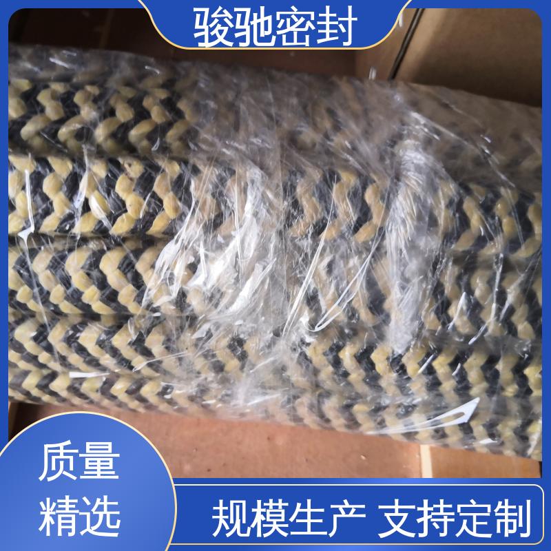  定制加工 低冷流 稳定性好 芳纶交织黑四氟盘根 骏驰密封材料