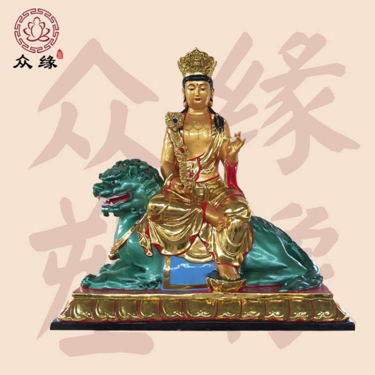 青石文殊普贤菩萨 承接各种石雕佛像制作 观世音佛像
