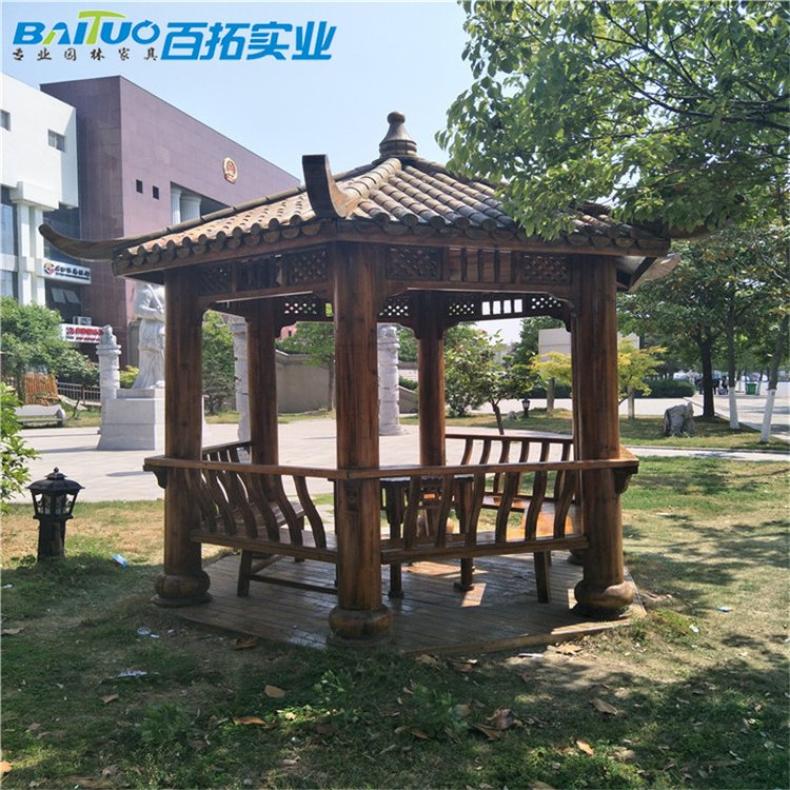 防腐木别墅凉亭设计制作厂家 实木景观亭六角亭子定制