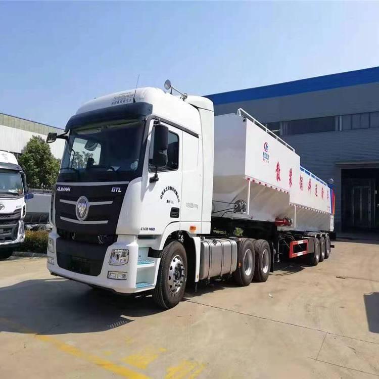 11米散装粮食运输半挂车 35吨半挂料车生产厂家 圆形饲料车