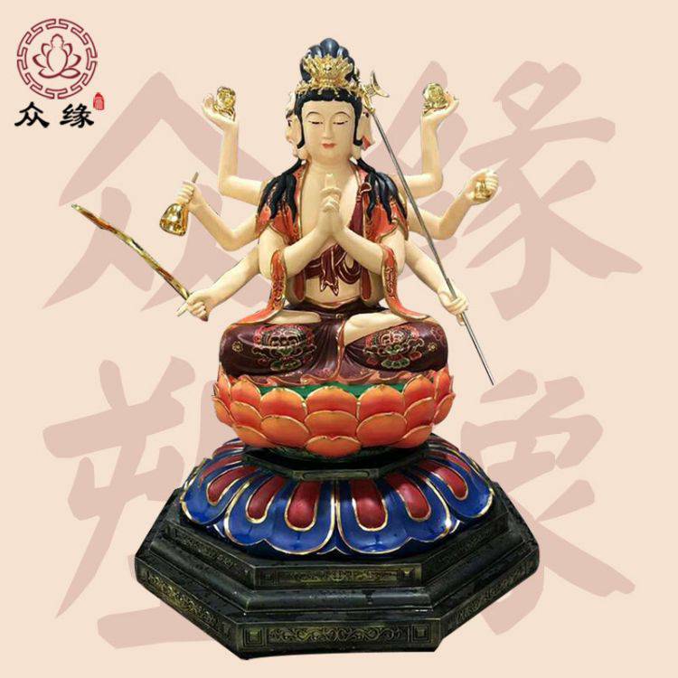 木雕中天梵气斗母元君 彩绘1.68米斗母 斗姆娘娘神像 贴金佛像