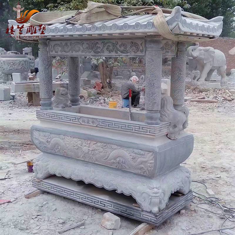 墓地石雕炉 勤缘石业花岗岩青石四角鼎 大理石香炉