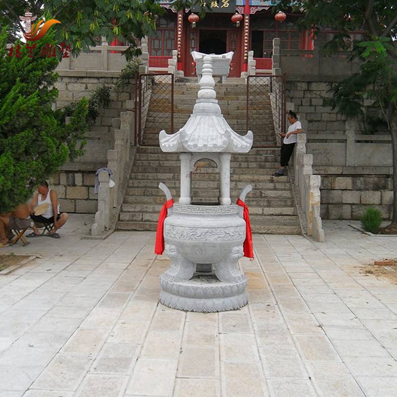 景区寺庙石雕香炉 大理石雕刻 花岗岩浮雕青石鼎