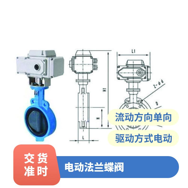 电动法兰蝶阀 橡胶软密封 球墨铸铁 D941X-16Q DN65