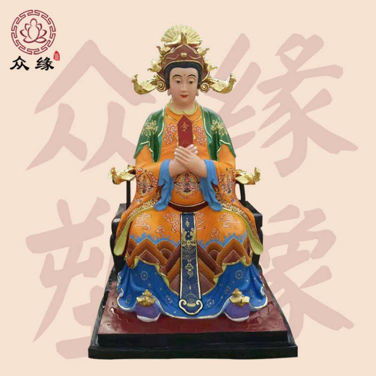 木雕地母娘娘神像 地姥娘娘 地母元君佛像 后土娘娘雕像