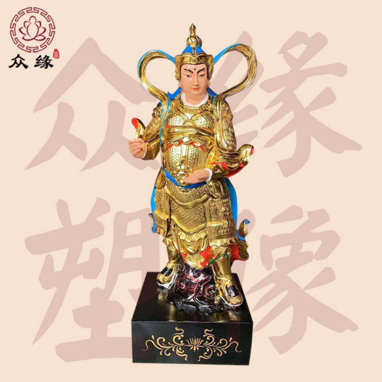 半手工雕刻极彩神像二郎神 二郎显圣真君 灌口神佛像 佛堂摆件