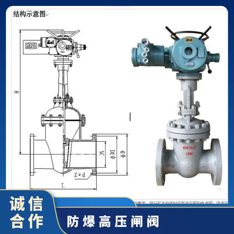 矿用电动防爆闸阀 MZ941H-100C 隔爆智能碳钢硬密封高压法兰闸阀