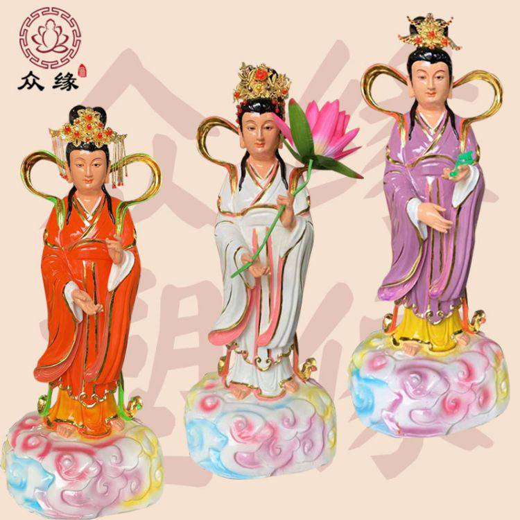 工艺品摆件 树脂彩绘七仙女 董永大仙女石雕像 天之织女彩像