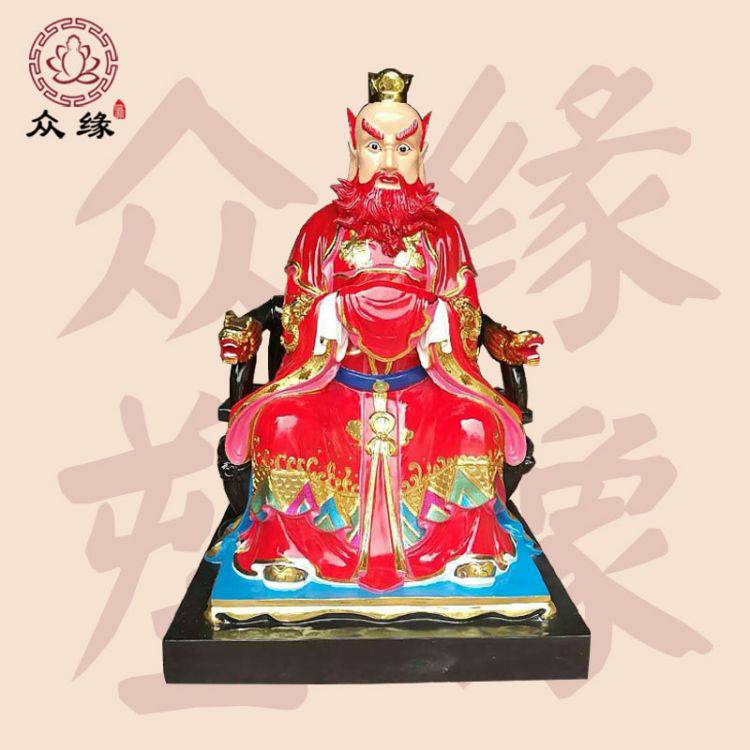 火神祝融三头六臂站像 树脂护法镇山神将 极彩鎏金火神塑像