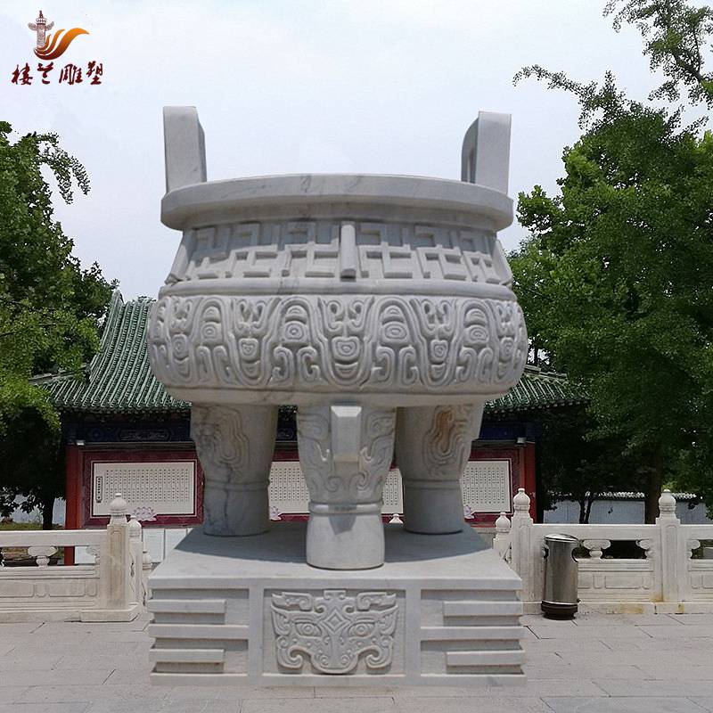 家祠墓地陵园圆形方形石雕香炉 勤缘浮雕仿古鼎