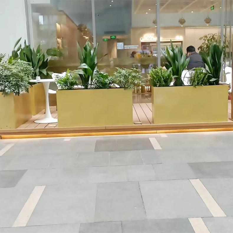 室外不锈钢花箱组合铁艺隔断花槽户外商业广场花钵定制