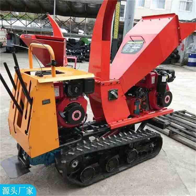 中拓汽油树木果枝碎枝机 果园卧式履带树枝碎枝机