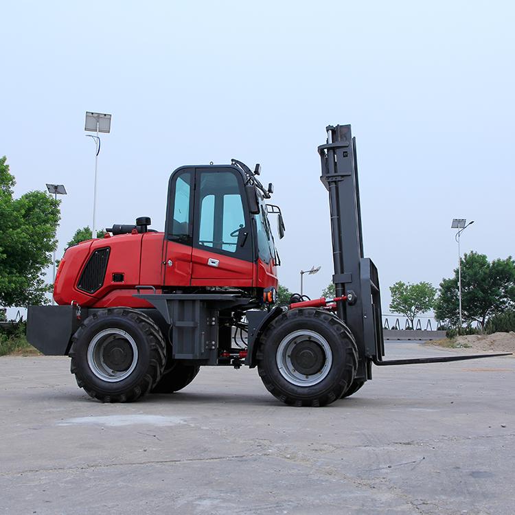 中拓 工地四驱越野叉车 砖厂搬运车 3.5吨山地泥泞液压叉车