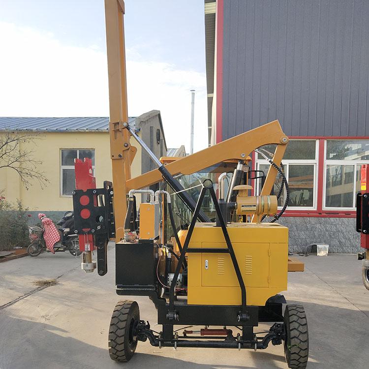 中拓高速护栏打桩机 钻孔液压锤打拔一体 小型