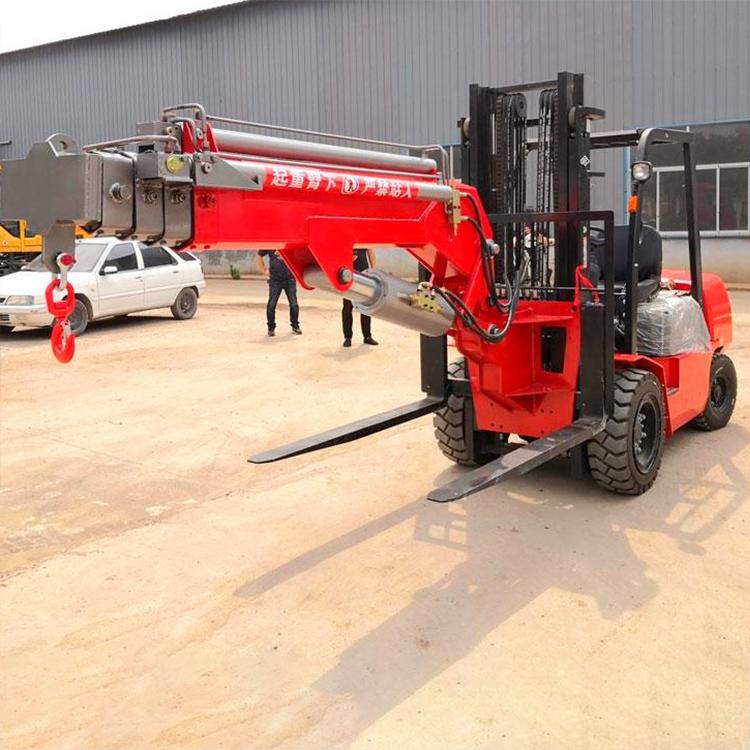 中拓叉车折臂吊 工地起重吊伸缩液压臂 四驱折叠便携搬运吊