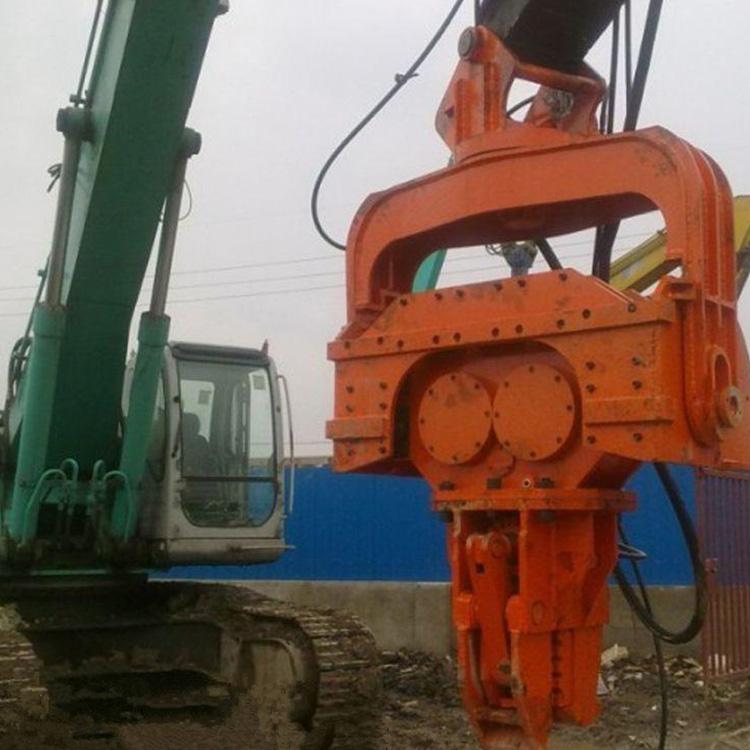 中拓 挖掘机打桩机 四驱轮式液压道路护栏打拔一体机 挖机锤头