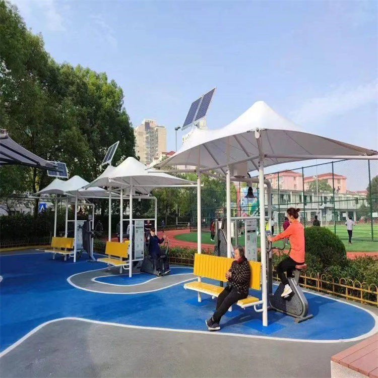 小区公园景观太阳能智能健身器材驿站供 材质塑木加优质钢管 体测仪