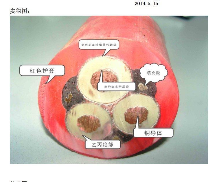 银顺UGF10KV高压电缆 3X25+1X16 裸铜线芯 橡胶护套