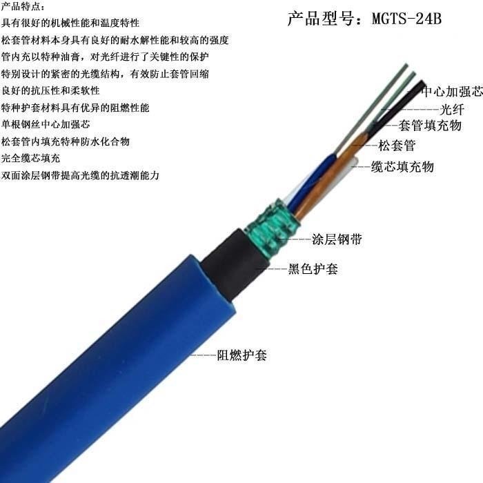 MGTS-48B1矿用阻燃铠装光缆 48芯单模通信光纤 天联牌