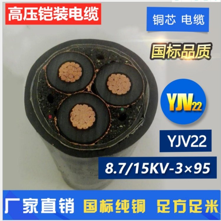 YJV22-15KV3X50高压铠装电力电缆 银顺牌 铜芯导体 发货及时