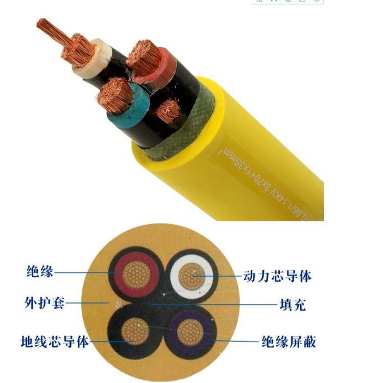 银顺MYP屏蔽电缆 3*95+1*35 紫铜线芯 国标外径3mm护套