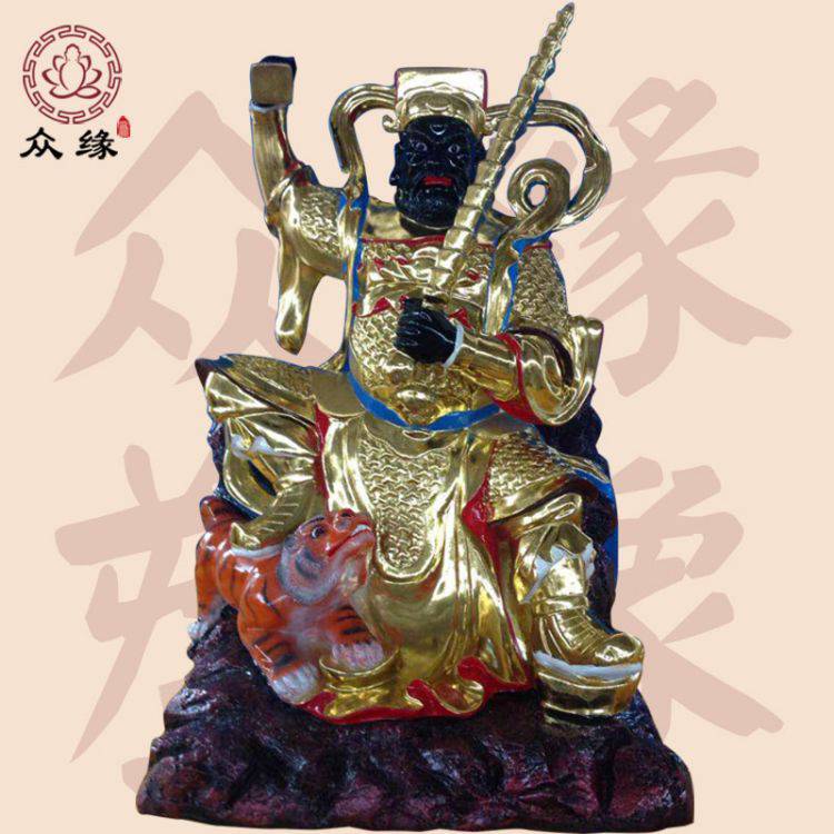 铜铸五路财神 骑虎财神爷赵公明塑像 树脂雕塑黑虎玄坛元帅神像